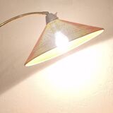 Mid century modern brass and perforated metal arc floor lamp, 1960s