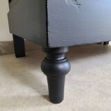 Old library storage unit shelf cabinet curiosities vintage black linen