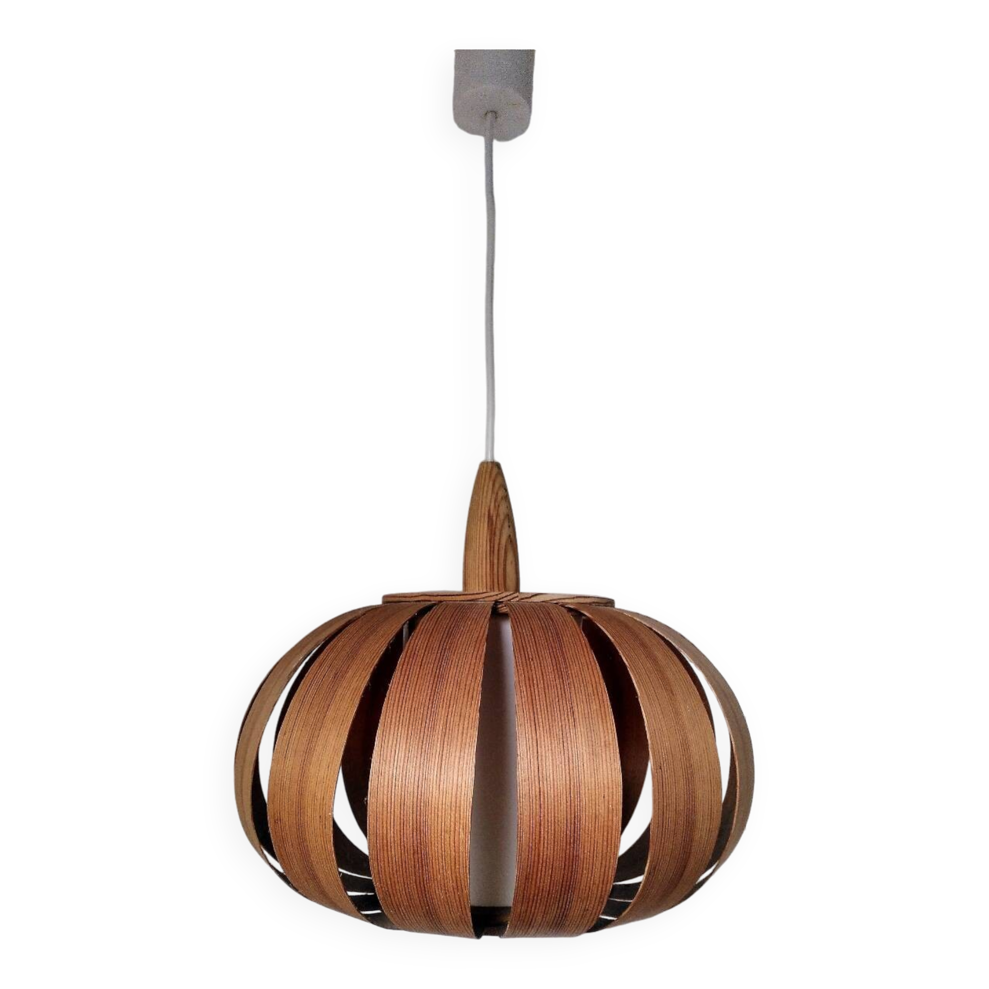 Scandinavian pendant light, wood veneer. 1960s