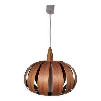 Scandinavian pendant light, wood veneer. 1960s