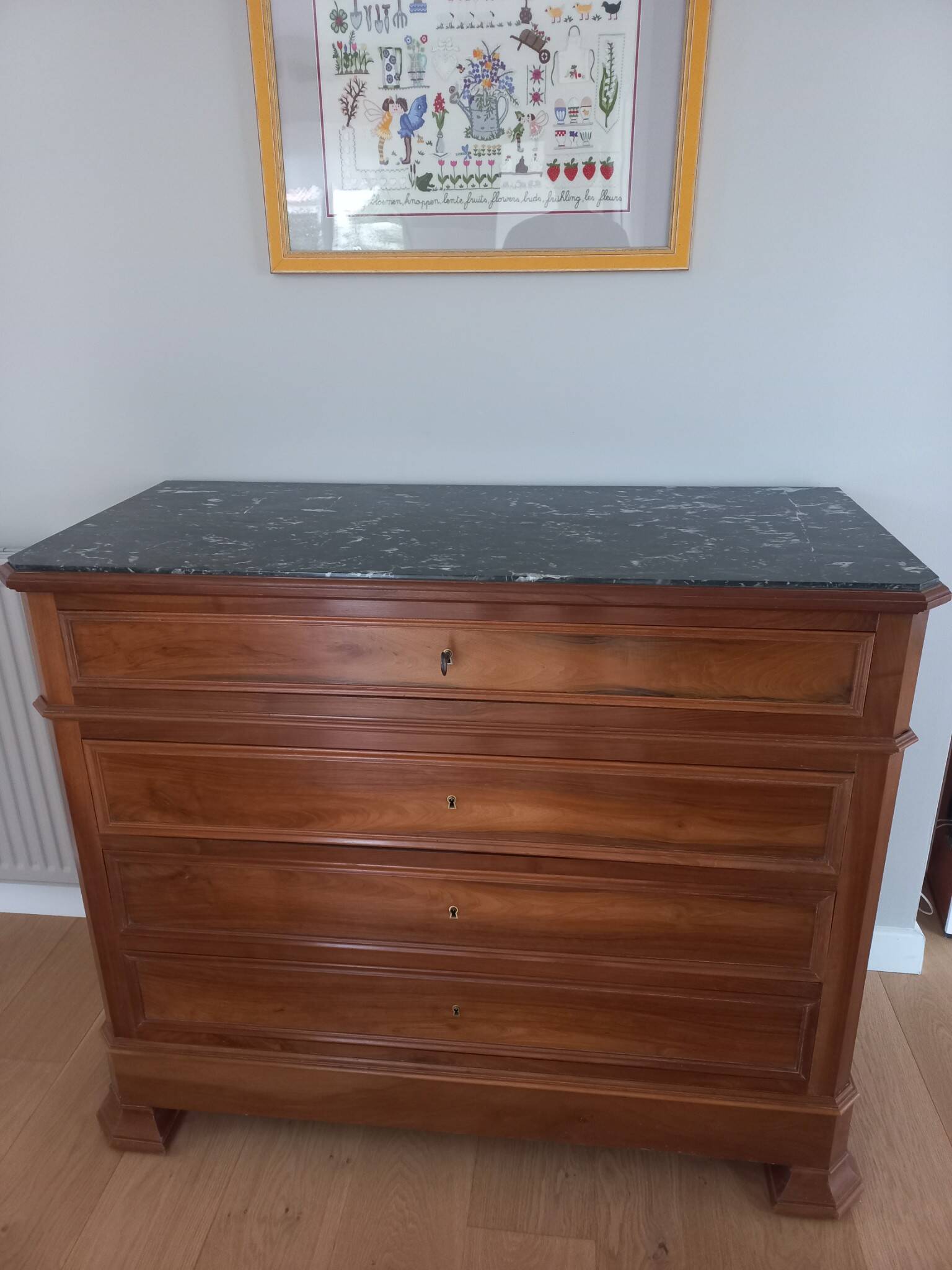 Superb Louis Philippe solid walnut chest of drawers.