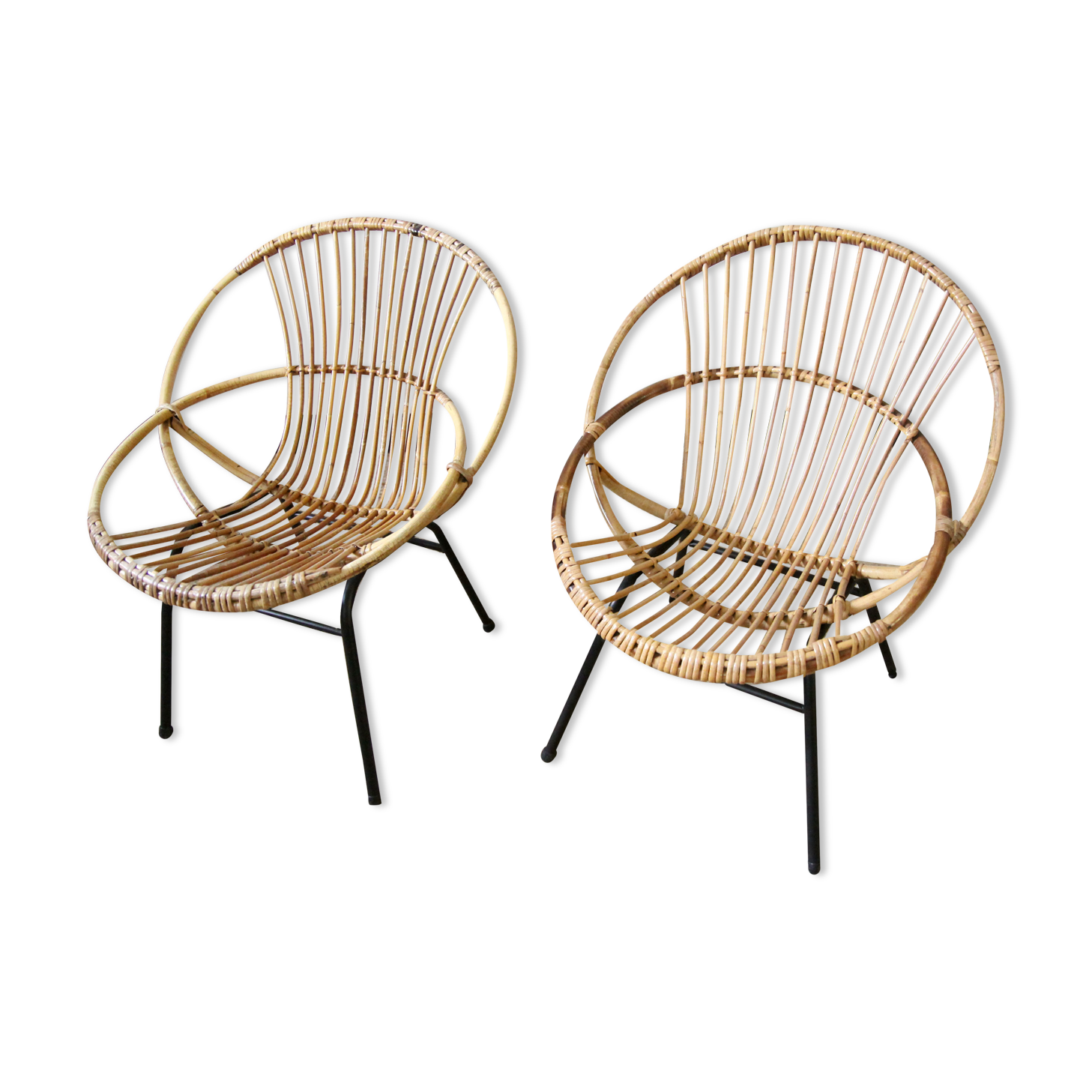 Pair of rattan armchairs