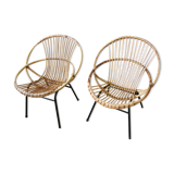 Paire de fauteuils en rotin