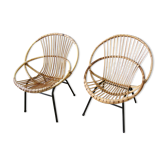 Pair of rattan armchairs