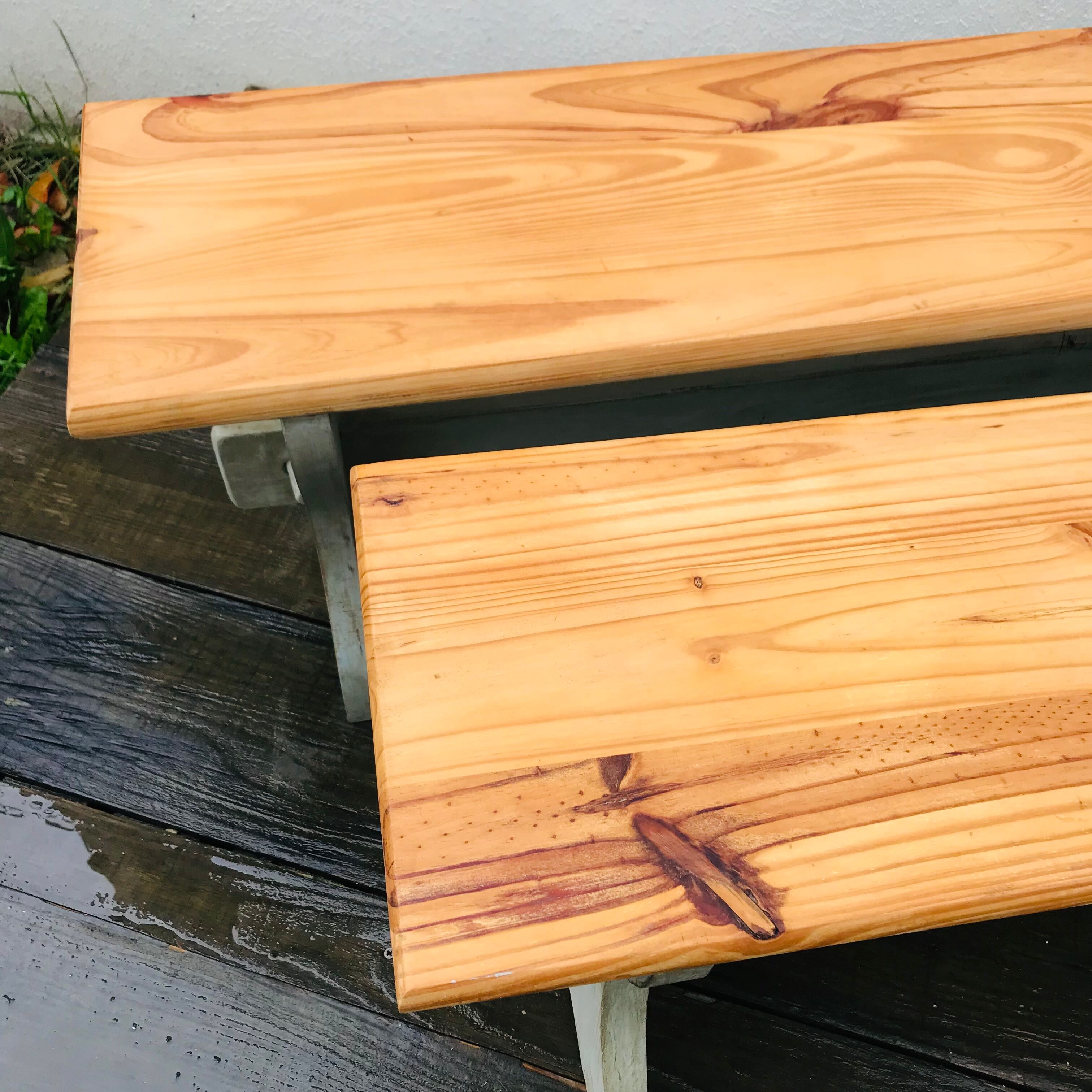 Pair of vintage pine chalet benches