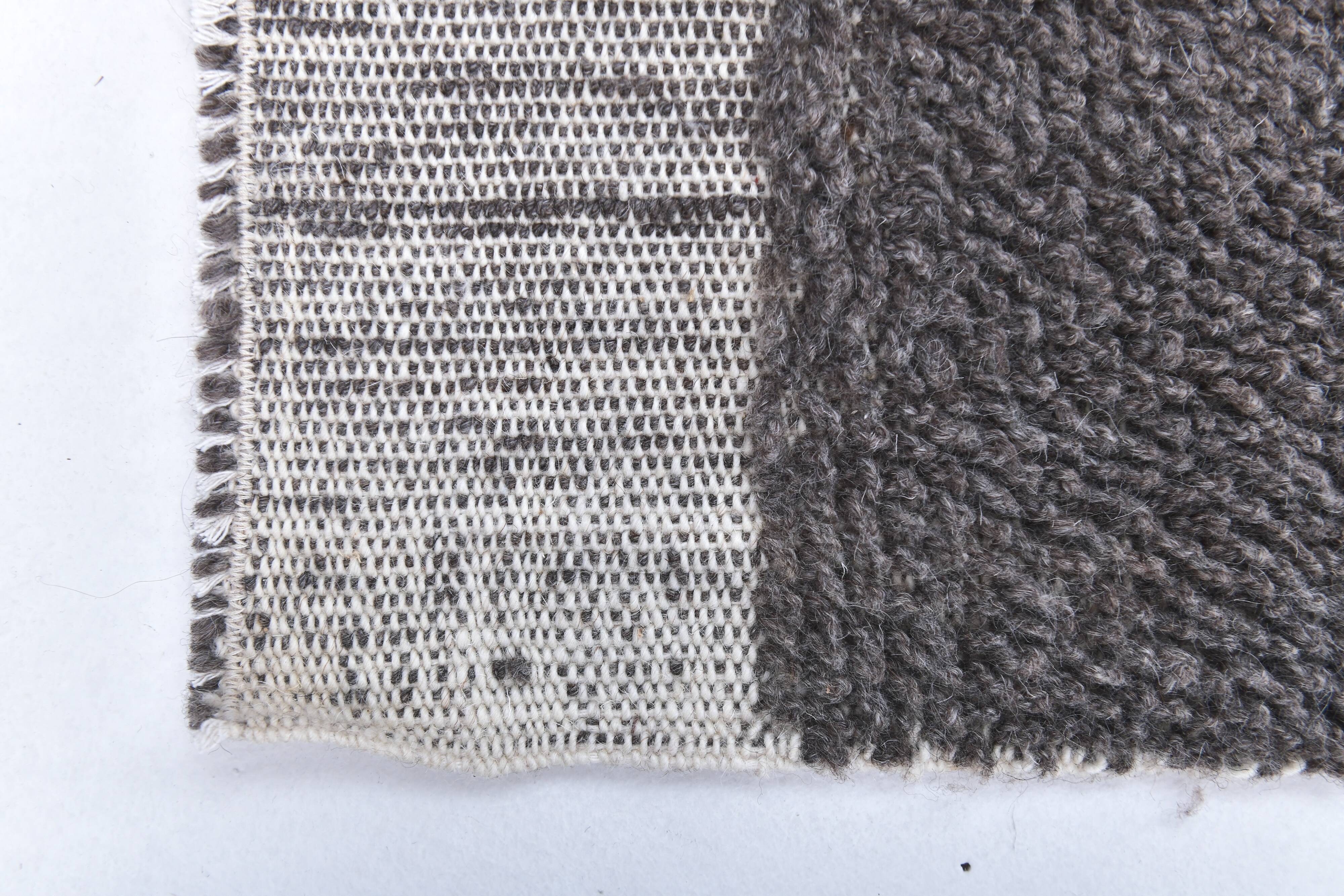 4x7 Soft Pastel Brown Wool Moroccan Rug, 128x211Cm