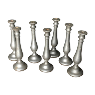 12 Silver wooden candlesticks