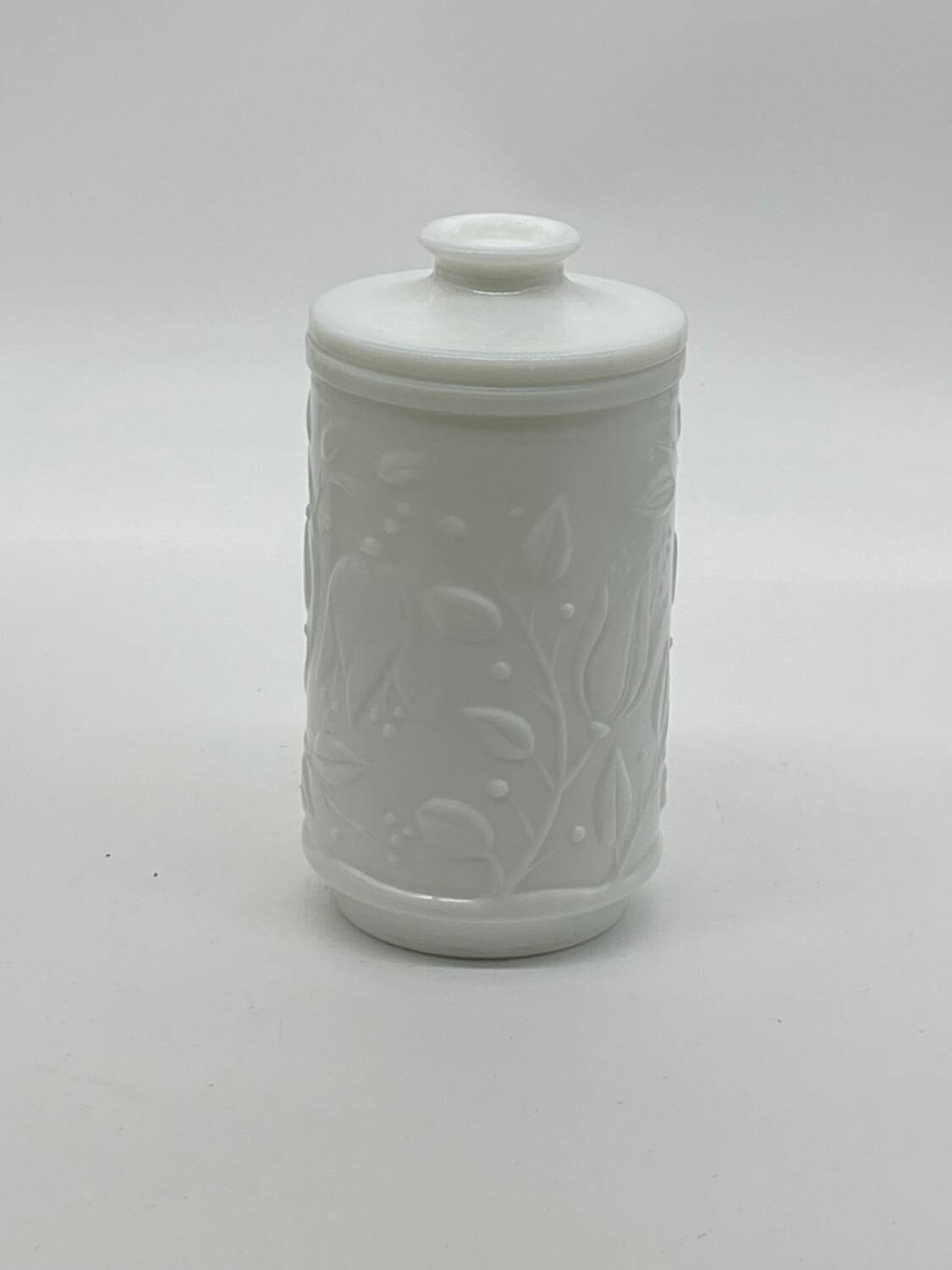 White opal glass pot / jar, vintage
