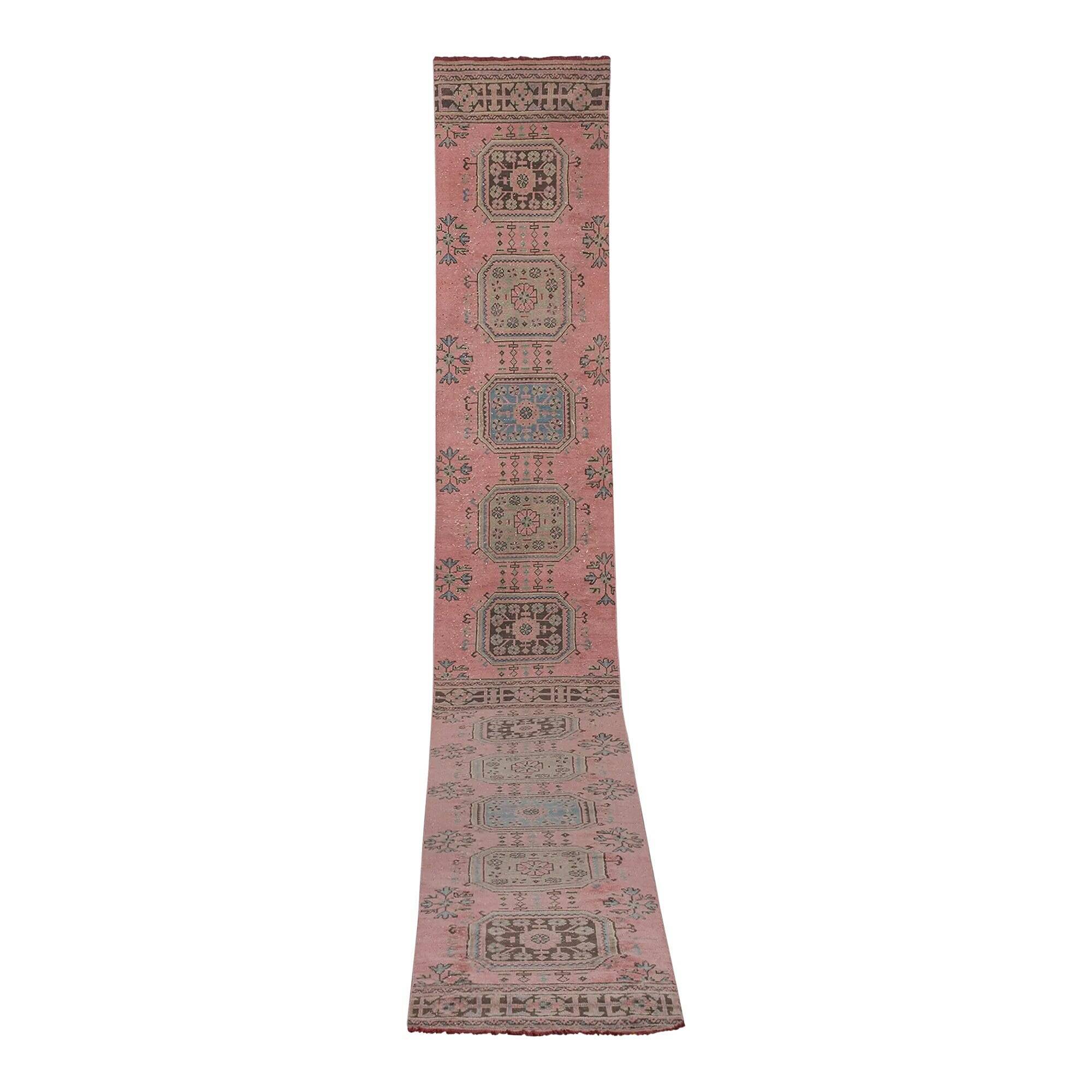 Tapis de couloir turc vintage 79x664 cm