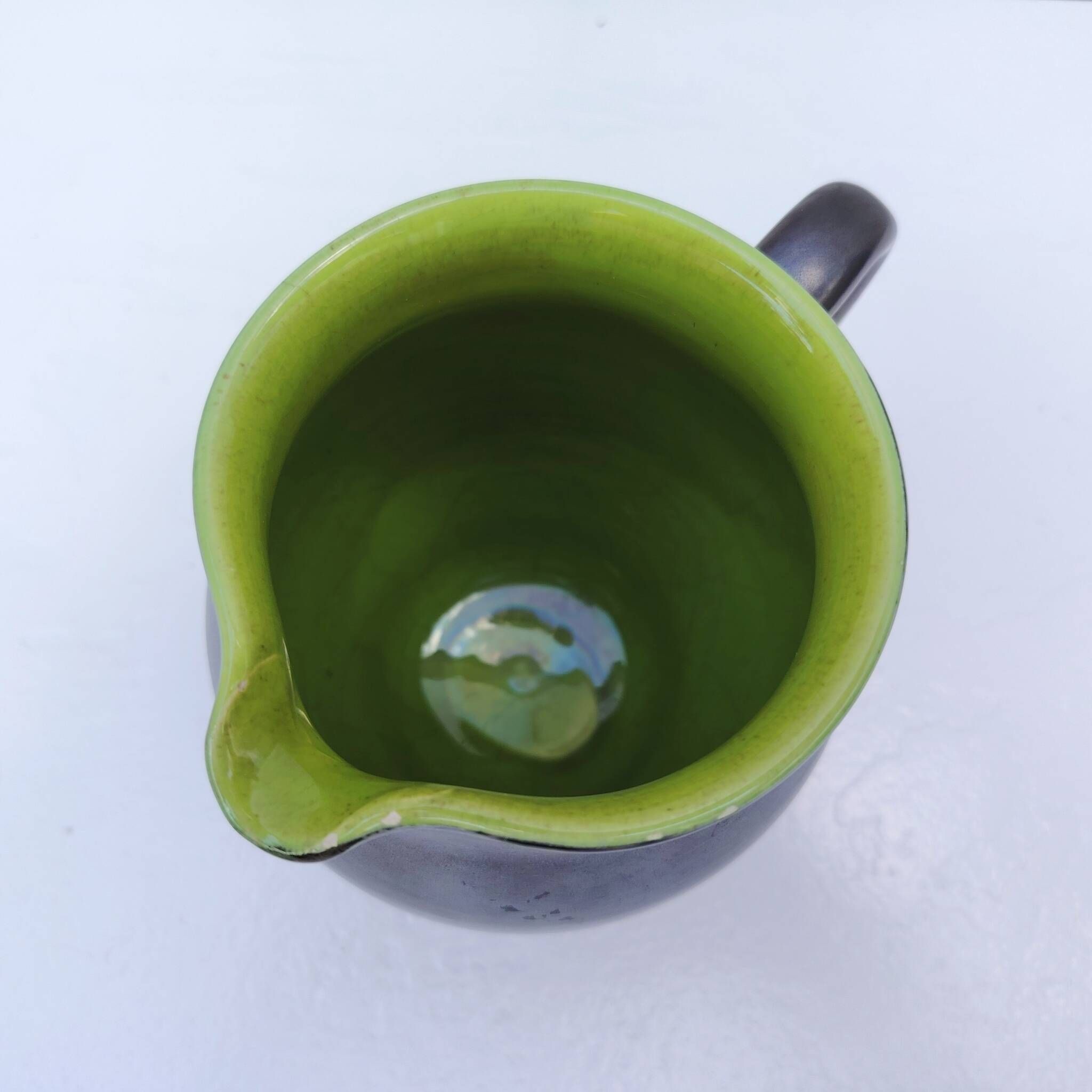 Ceramic pitcher, faience by Elchinger, vintage