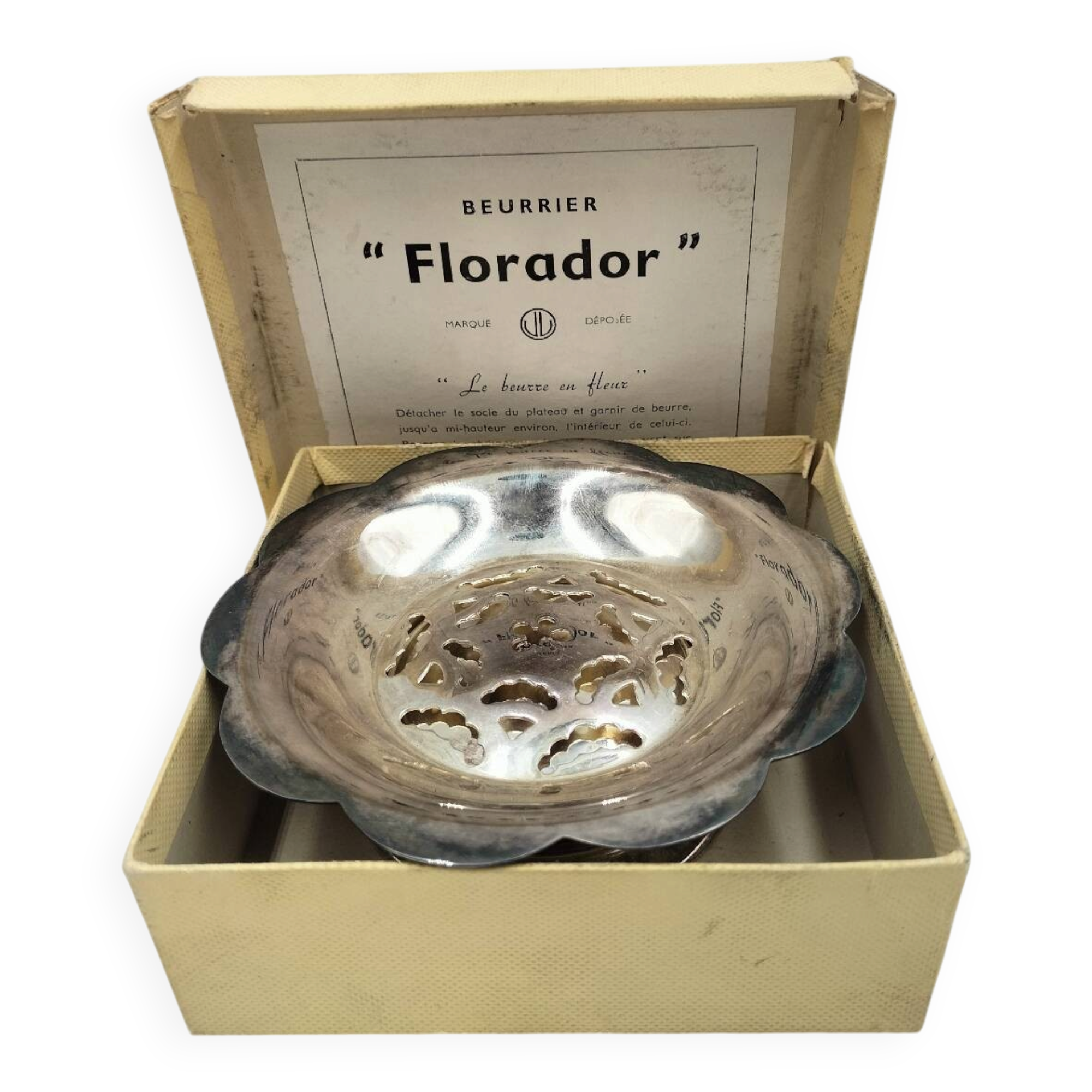 Silver-plated butter dish