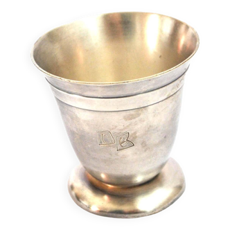 Retro tumbler in silver metal - DB monogrammed art deco tumbler 1920-1930