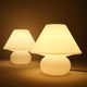 Set of 2 mushroom lamps, opal glass, Glashütte Limburg, Germany, 1970s