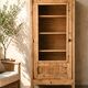 Antique glass-fronted cabinet in solid wood – restored family piece