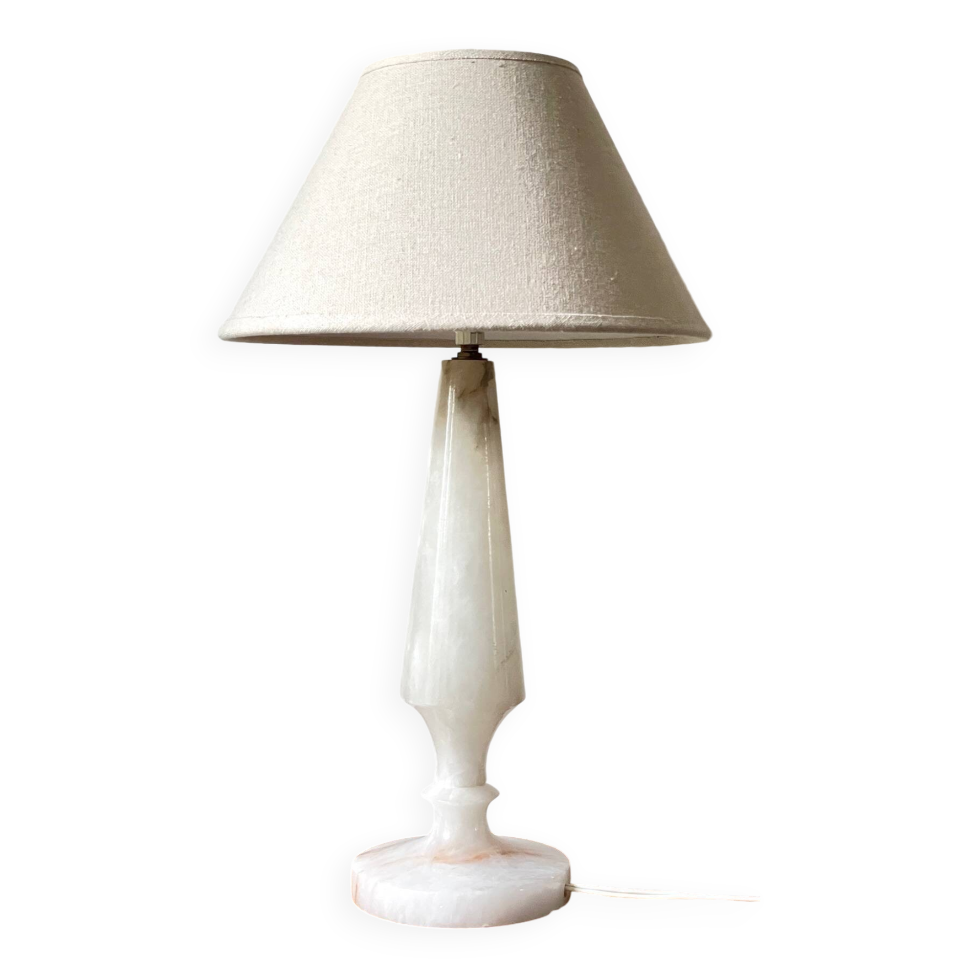 Vintage geometric alabaster stone lamp