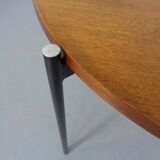 Round teak and steel coffee table from Thonet, 1950s.