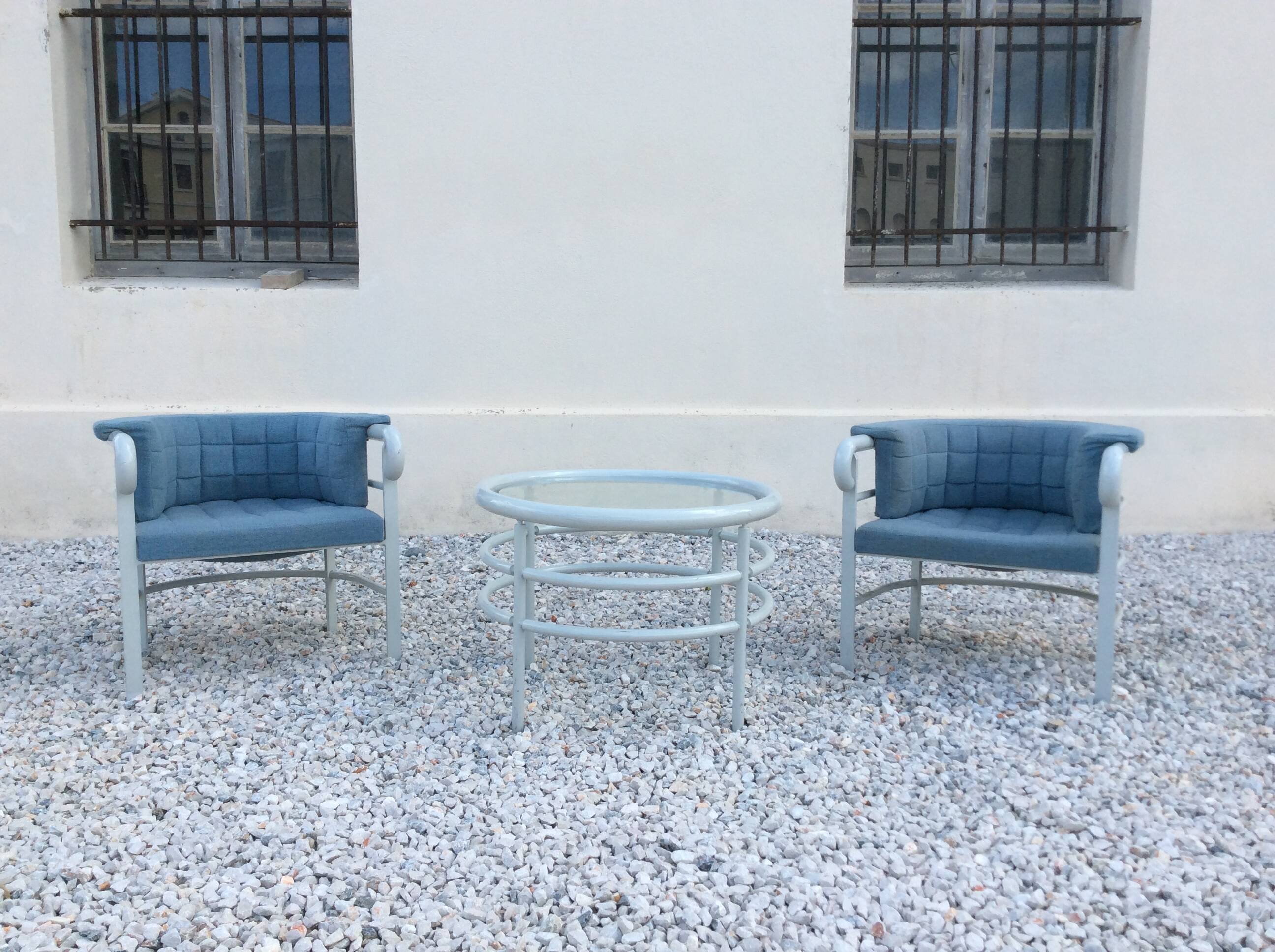 Set of 2 armchairs and coffee table Marc Held Wind Star 1984 design