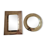 Set of two old Moroccan brass mirrors, 22 cm