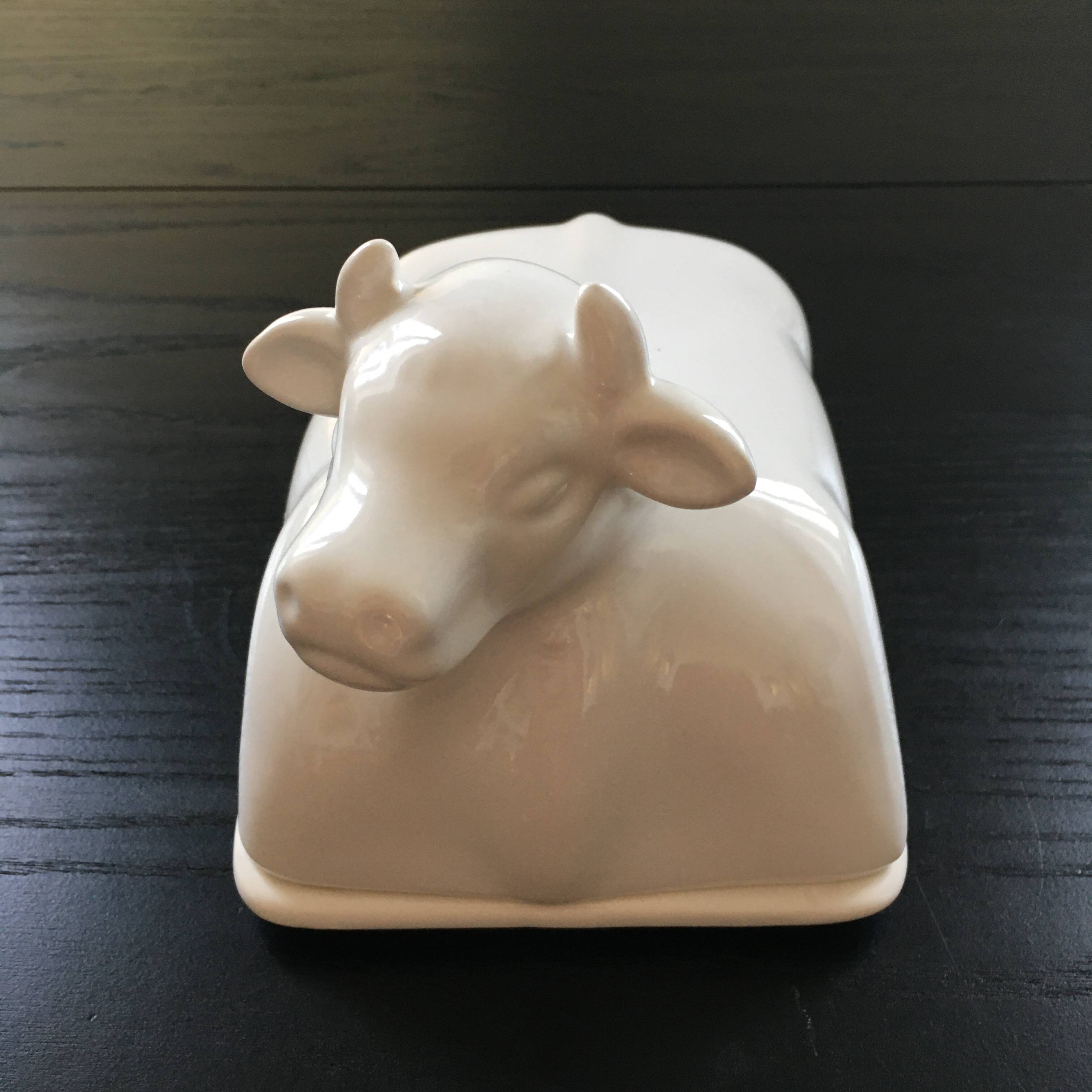 Porcelain cow butter dish