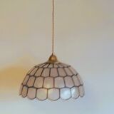 Belle suspension en nacre et laiton de style Tiffany. D:35 cm H25 cm- Fil
