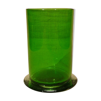 Cylinder vase in green glass ht 14.5 cm vintage 70's 80's