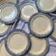 Set of flat blue plates