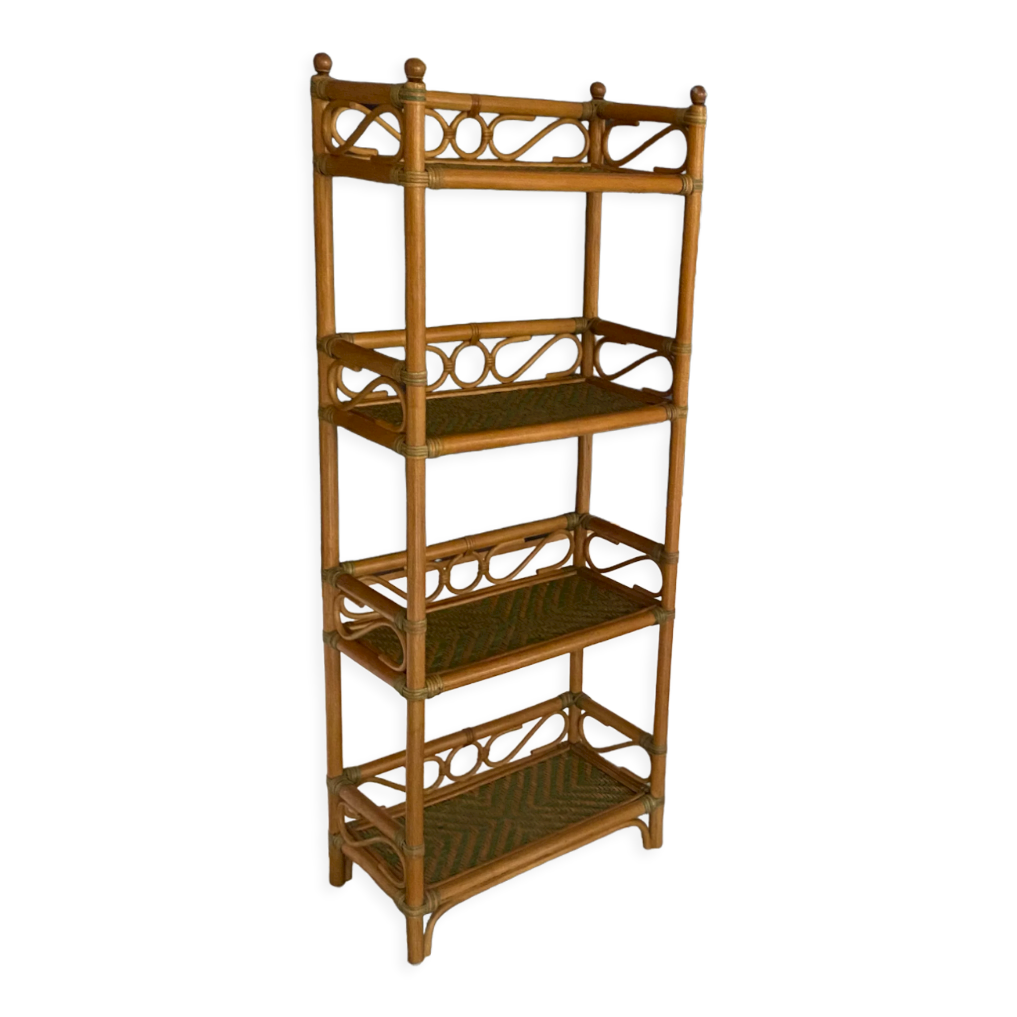 Vintage rattan shelves