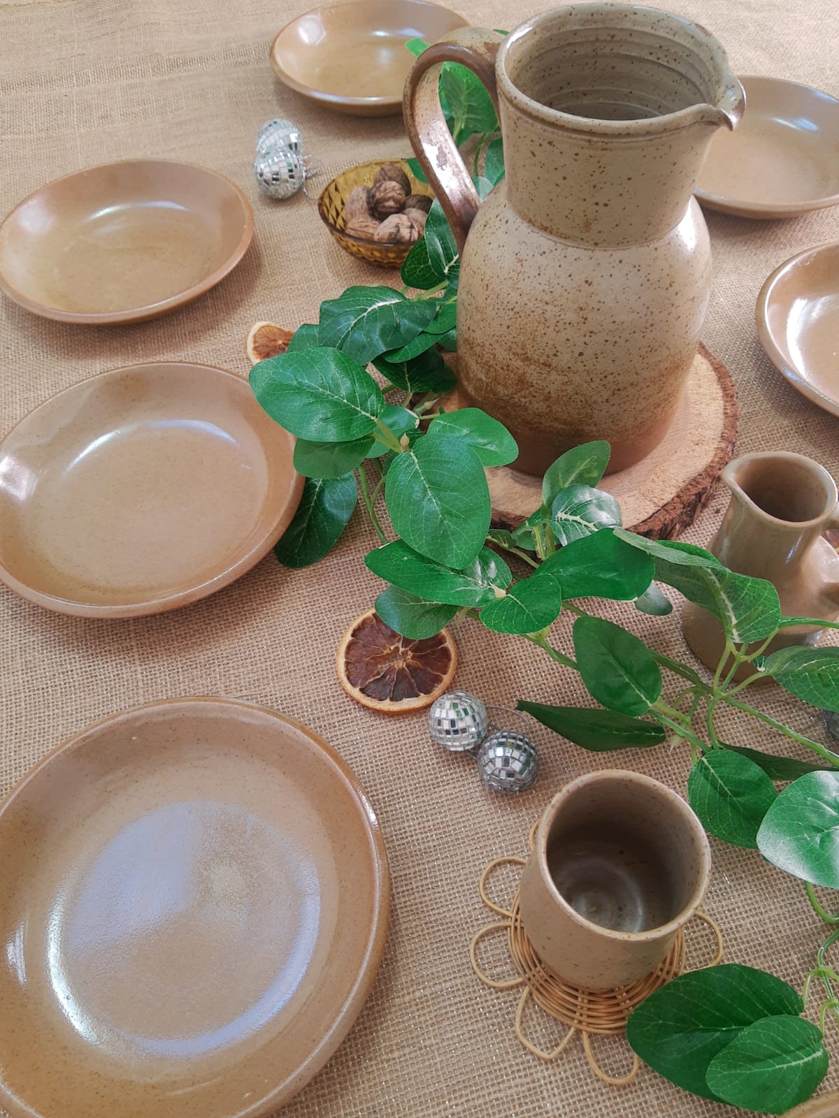 Ensemble de 8 assiettes creuses grès de brenne France vintage