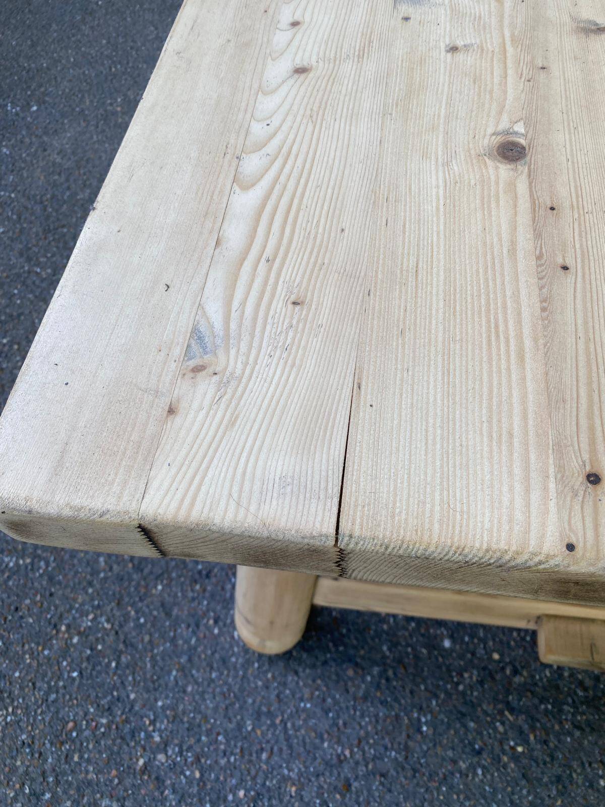 Georges Robert 1960 farmhouse table renovated in raw solid wood 200cm