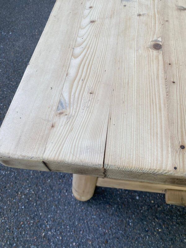 Table de ferme Georges Robert 1960 rénovée en bois massif brut 200cm