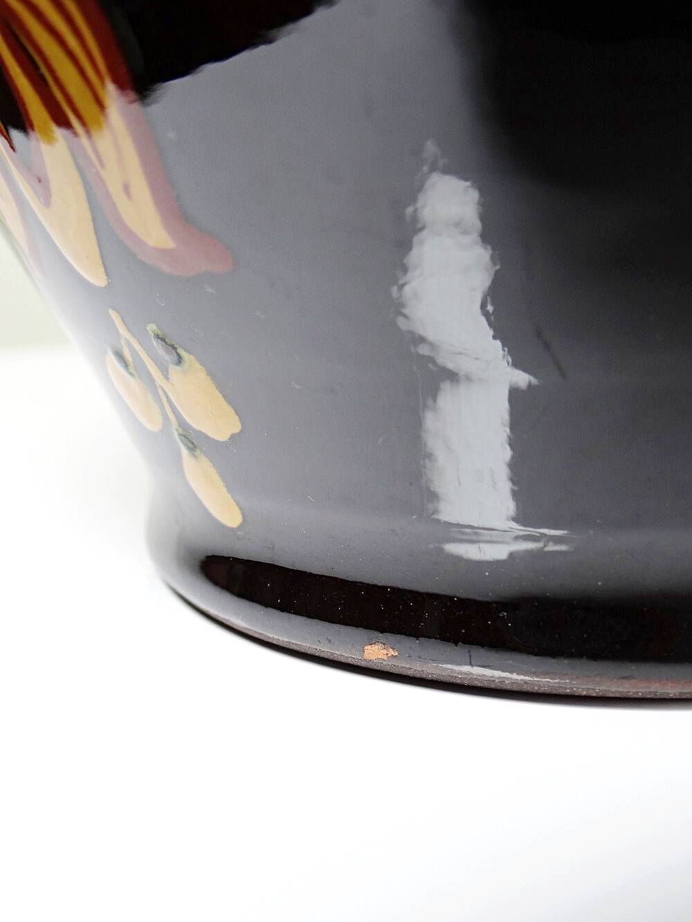 Vintage large vase from the 60s-70s, Hungarian MHV, in hand-painted glazed ceramic.