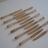 12 couteaux de table métal argenté 25,5 cm
