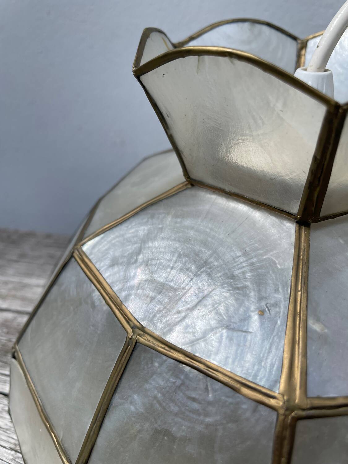Mother-of-pearl and brass pendant light