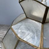 Mother-of-pearl and brass pendant light