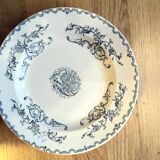Set of 4 mismatched blue Terre de Fer soup plates