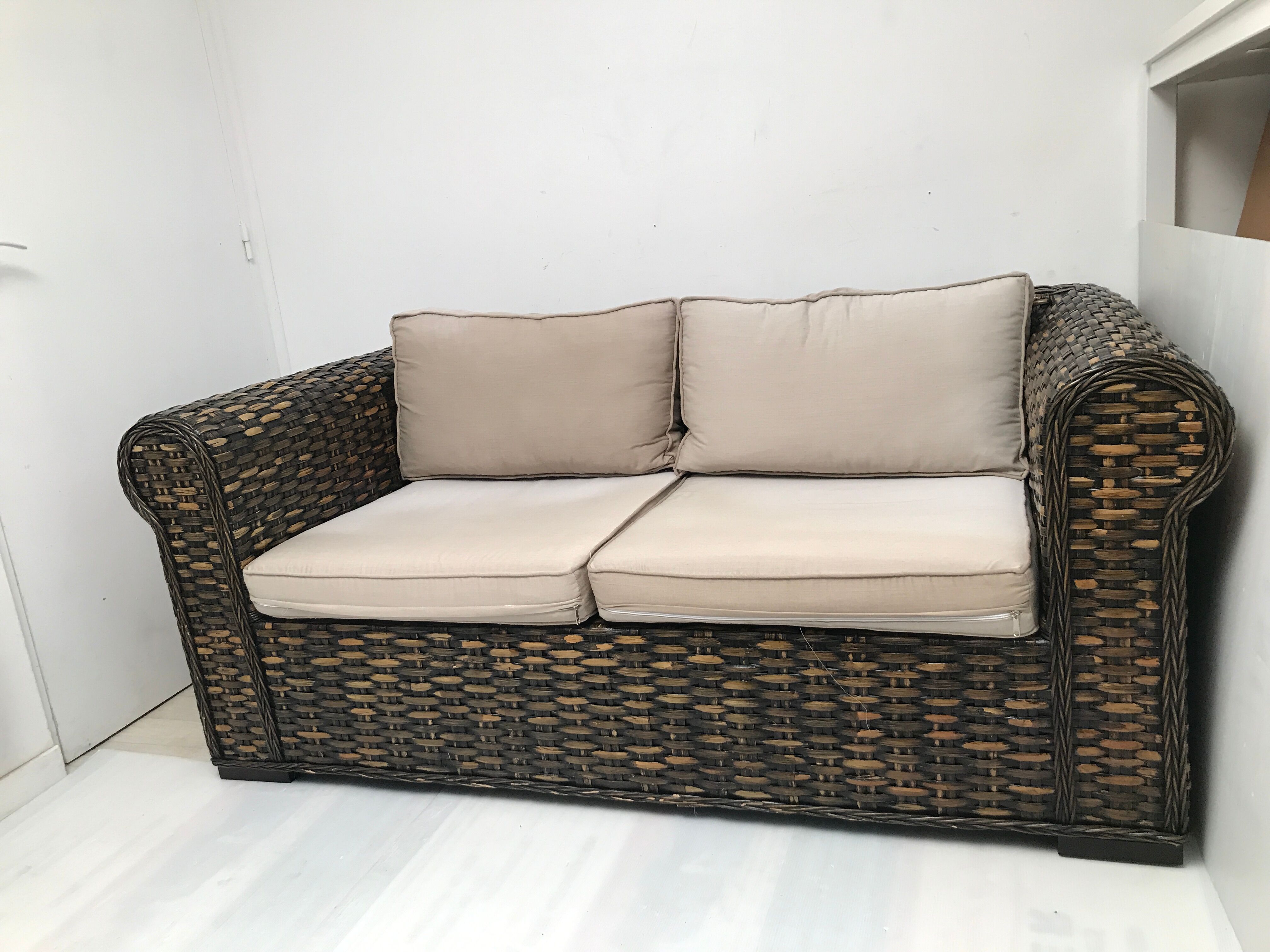 Vintage wicker rattan lounge sofa