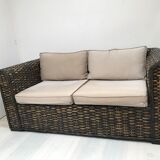 Vintage wicker rattan lounge sofa