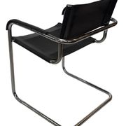 Set of 4 bauhaus cantilever chairs black leather and chrome design 80's