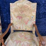 Pair of Louis XIII armchairs in walnut circa 1850