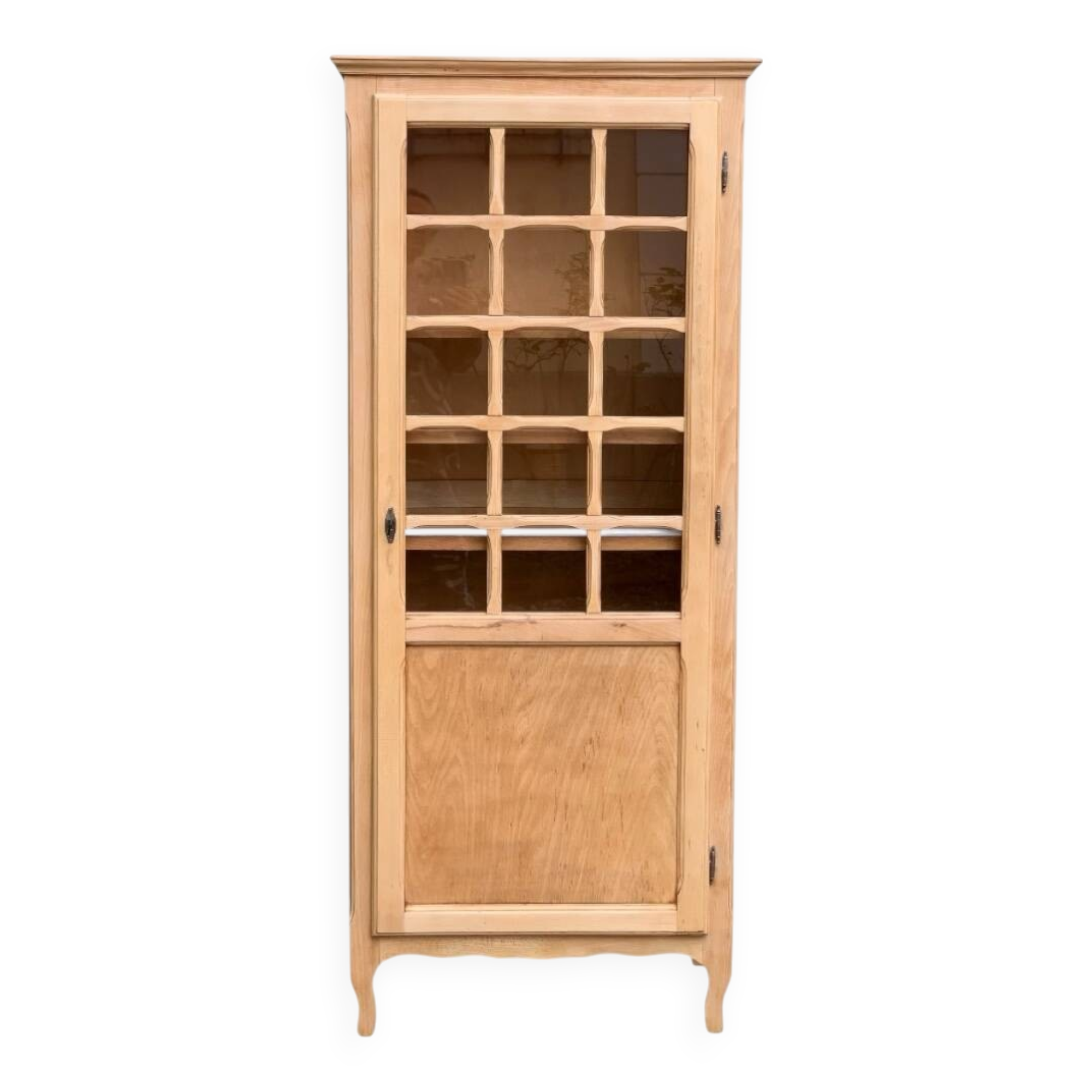 Parisian glass cabinet, raw wood, 1960s