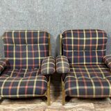 Pair of vintage Scandinavian armchairs in solid elm circa 1970