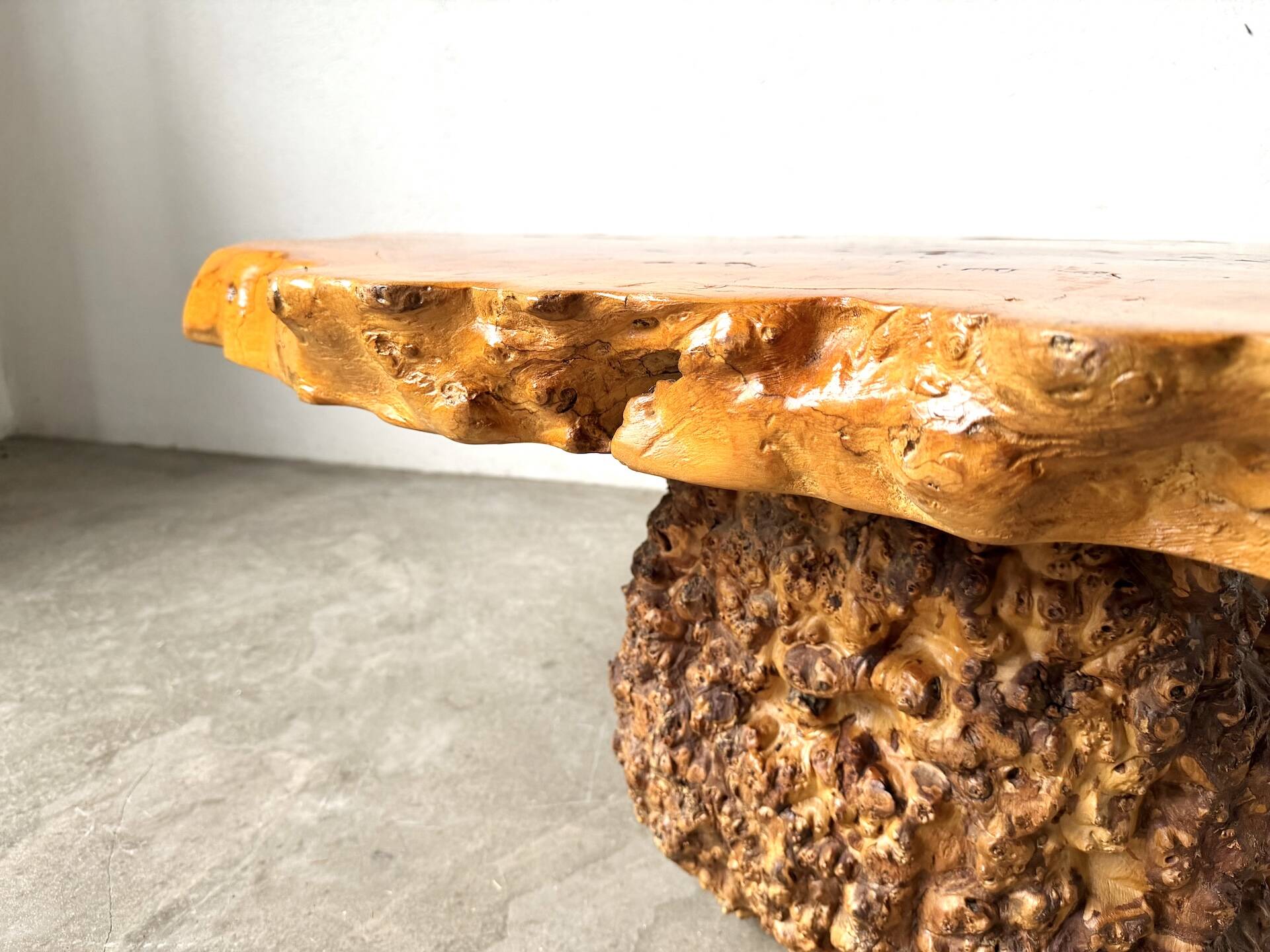 "Free-form" coffee table in solid elm.