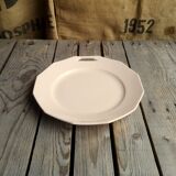 Ancient dish with anses in rose ceramics signed saint-amand