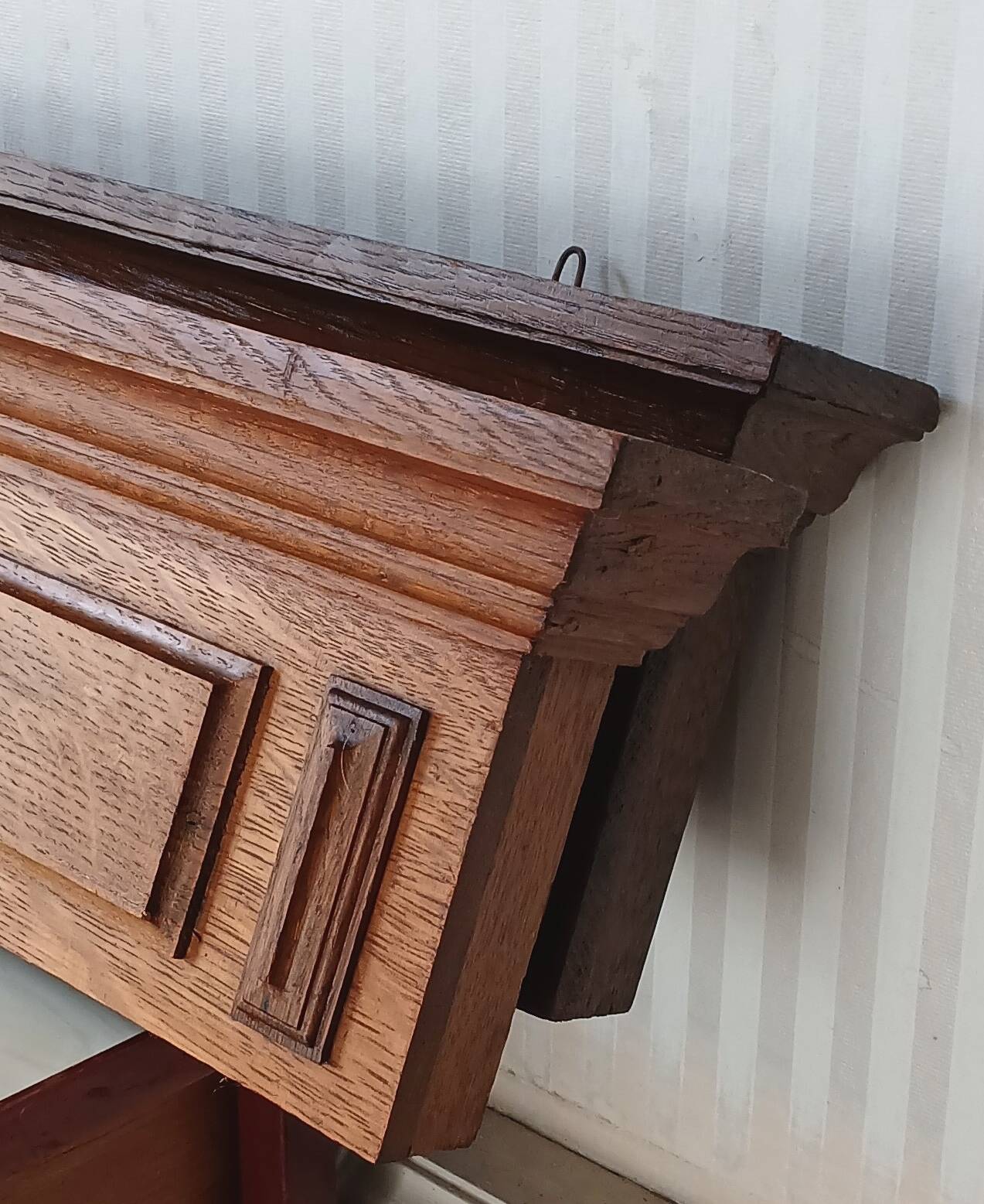 Set of 2 solid oak pediments