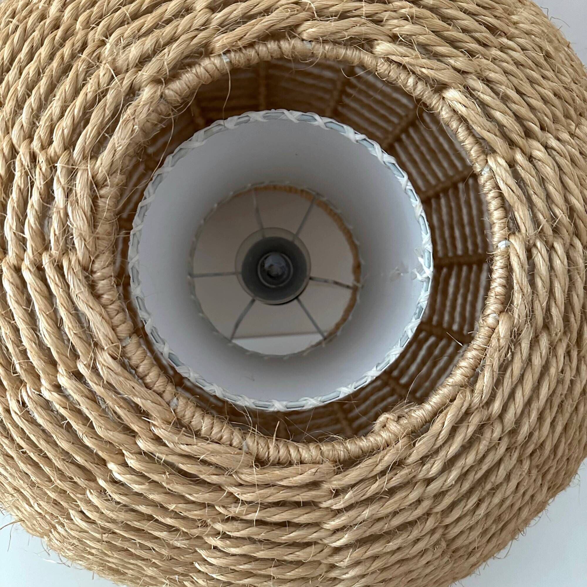 Mid Century sisal lamp, ball lamp, hanging lamp, cottage style Germany