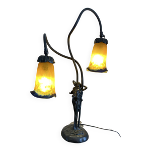 Lampe en bronze et verrerie