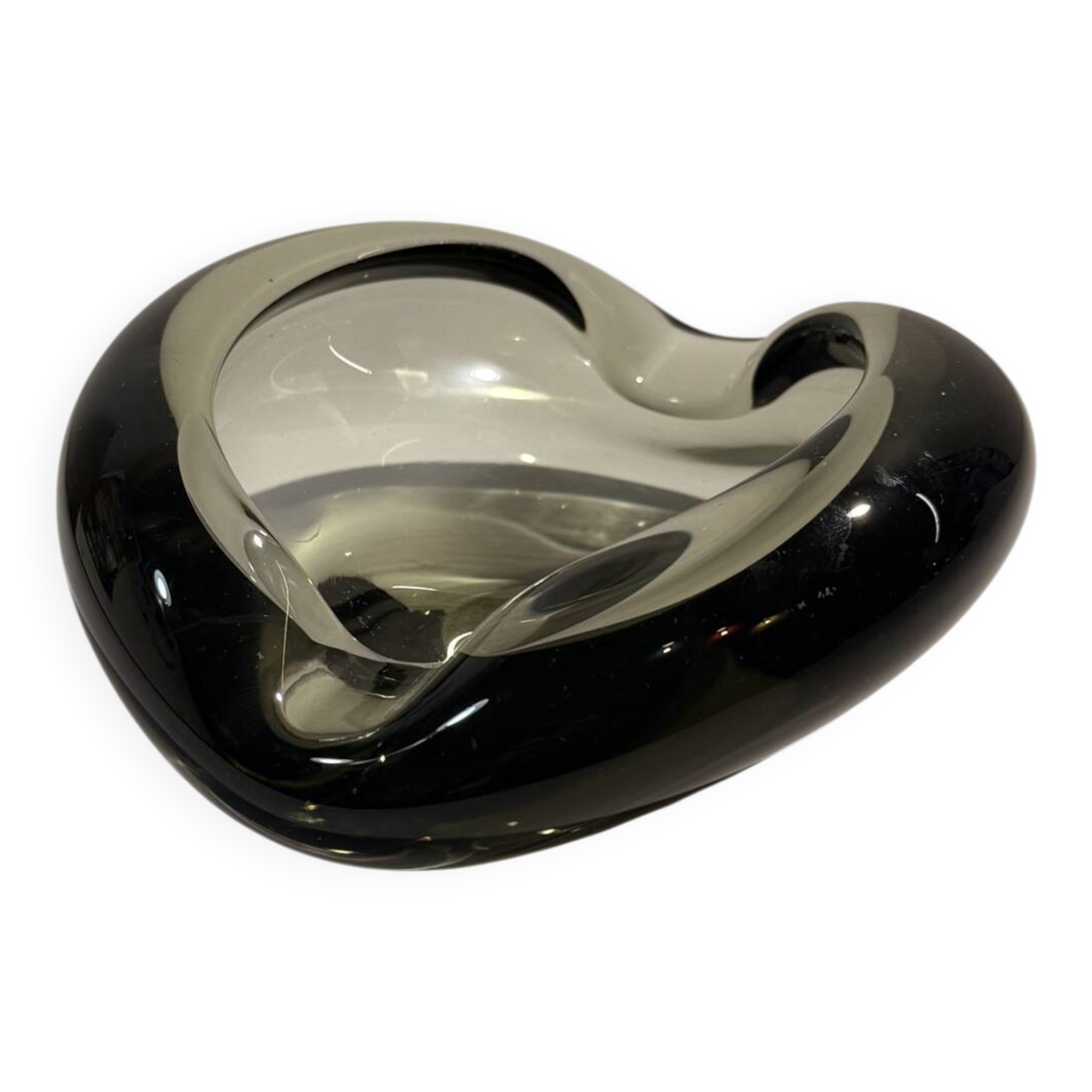 Grey/amber ashtray from the "Akva" series by Per Lütken for Holmegaard