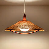 Raffia bast and teak pendant lamp by Temde