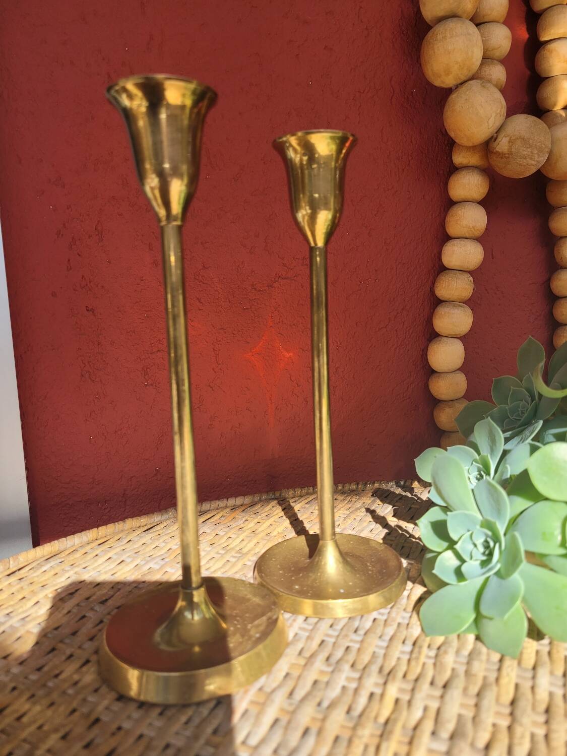Pair of antique brass candlesticks