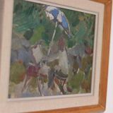 Original Swedish oil on panel – “Seated Figure” by Gösta Stawåsen – vintage & framed – 38 × 29 cm (15.0" × 11.4")